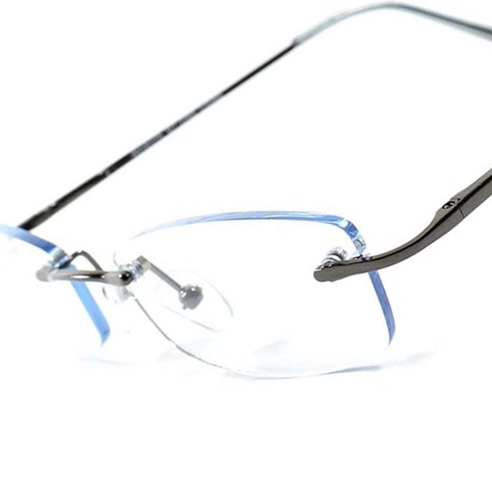 Modern Stylish Sexy Rectangle Mens Womens Blue Light Tint Frameless Sun Glasses